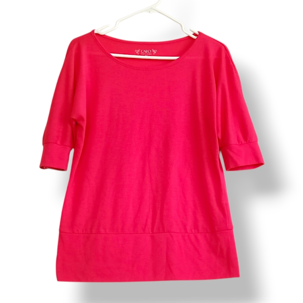 Cato Pink Crew Neck Sweater Neon Short Sleeve Lightweight Casual Soft Barbie MED